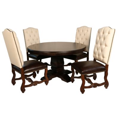 5 Piece Tuscan Hill Tufted Round Dining Set