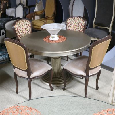 Louis XV 5 Piece Wood Top and Base Dining Set
