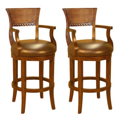 Italian Swivel Biedermeier Arm Barstool Double