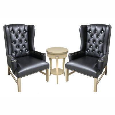 Kathy French Wing Library Chair Tufted Back Set